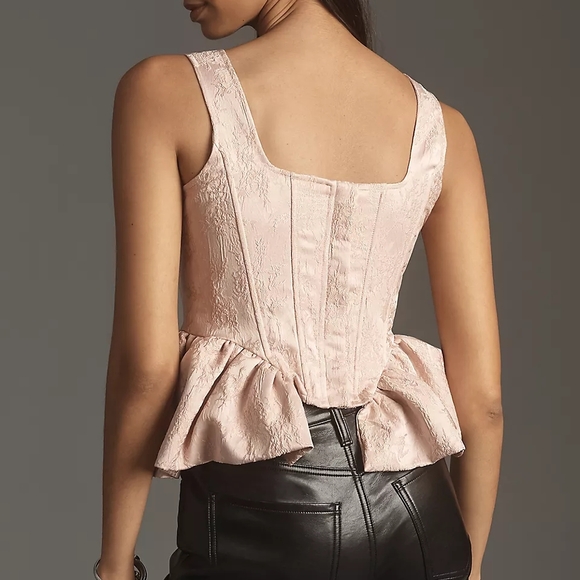 Anthropologie: Siempre Corset Side Peplum Top - Picture 3 of 7